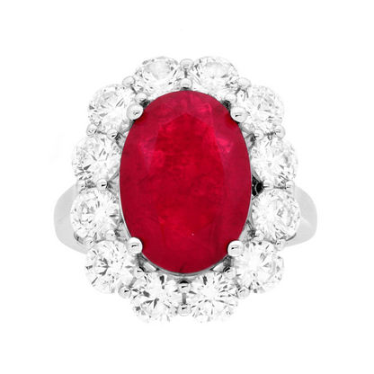 Anello Ovale Regina rosso, in Argento s925