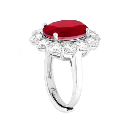 Anello Ovale Regina rosso, in Argento s925