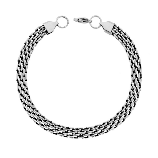 Bracciale Catena Maglia Multipla, in ACCIAIO colore Brunito