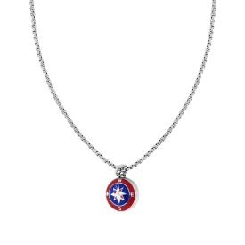 Collana UOMO con Rosa dei Venti Smalto Rosso e Blu, in ACCIAIO