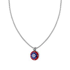 Collana UOMO con Timone Smalto Rosso e Blu, in ACCIAIO