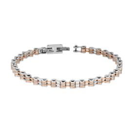 Bracciale Uomo Maglia Imperniata con dettagli Colore Rosa, in ACCIAIO