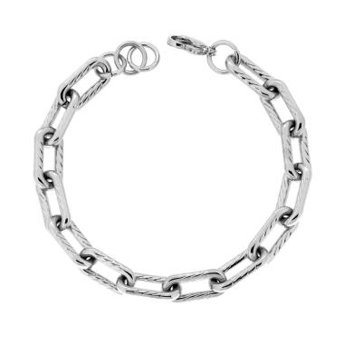 Bracciale Uomo Catena Forzatina Allungata Diamantata, in ACCIAIO inox