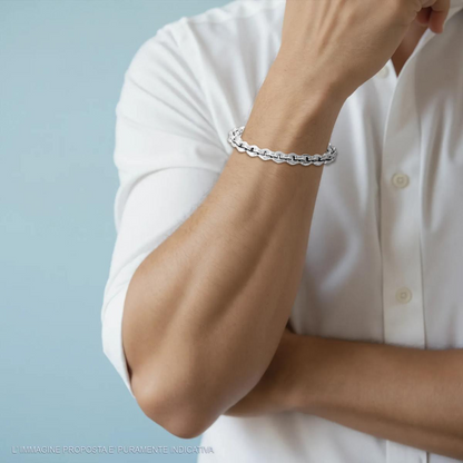 Bracciale Uomo Catena Forzatina Esagonale, in ACCIAIO inox