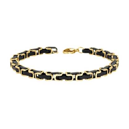 Bracciale Uomo Catena Bizantina Nera, in ACCIAIO inox colore Oro