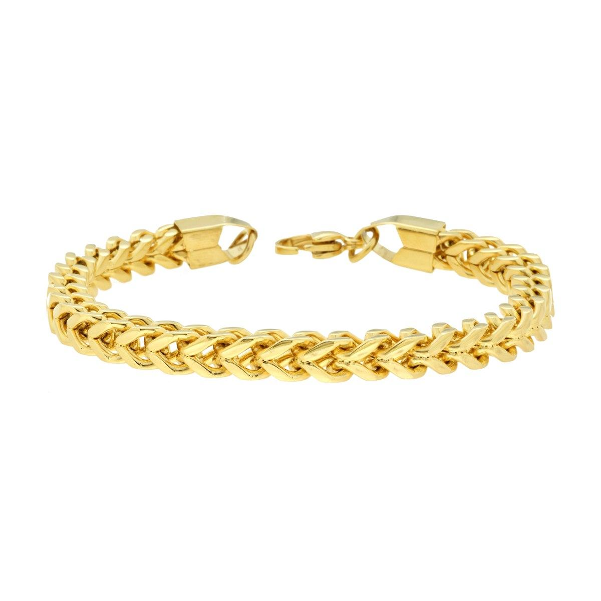 Bracciale Uomo Catena Franco, in ACCIAIO inox colore Oro