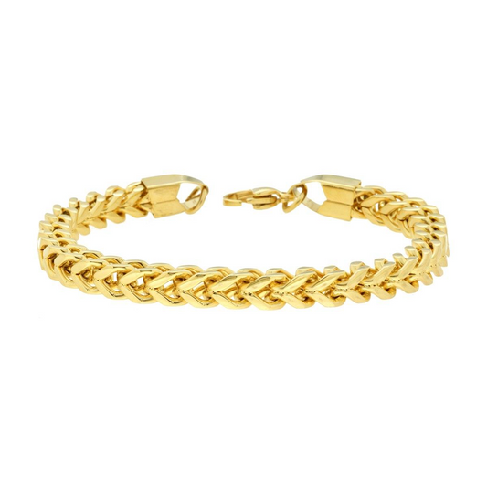 Bracciale Uomo Catena Franco, in ACCIAIO inox colore Oro