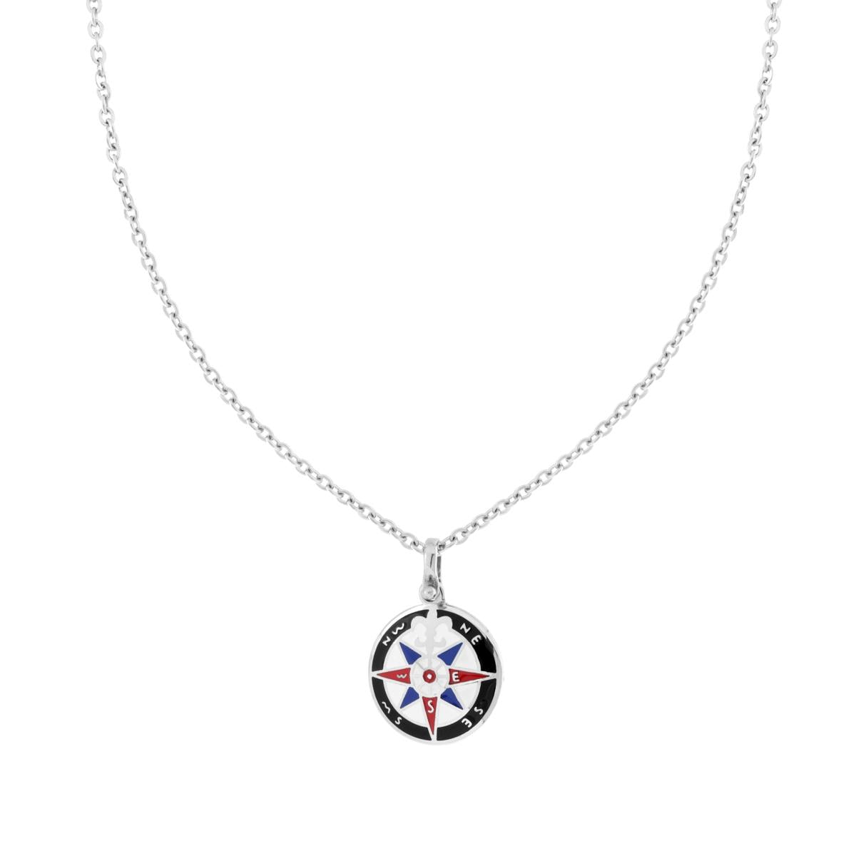 Collana UOMO con Rosa dei Venti Smalto Multicolor, in ACCIAIO