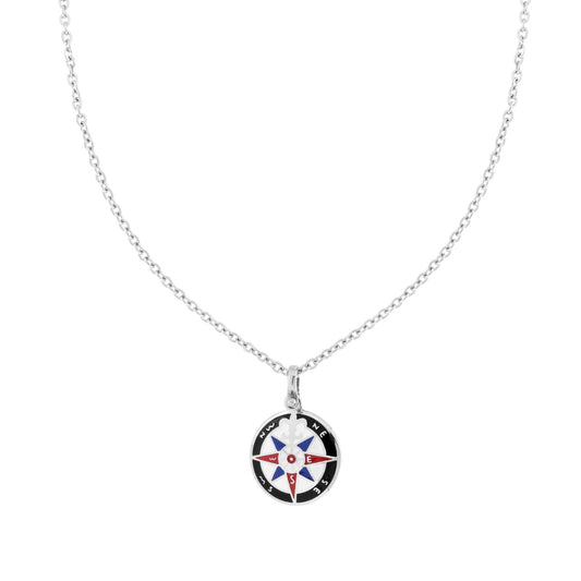 Collana UOMO con Rosa dei Venti Smalto Multicolor, in ACCIAIO