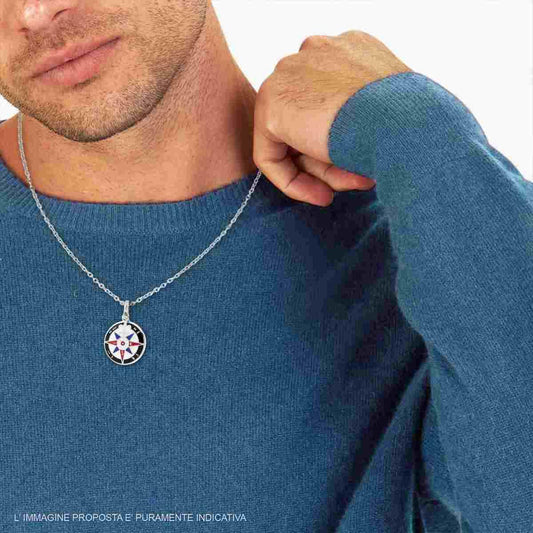 Collana UOMO con Rosa dei Venti Smalto Multicolor, in ACCIAIO