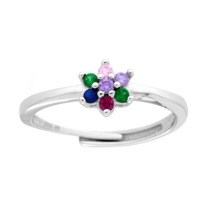 Anello Fiore Multicolor, Argento s925