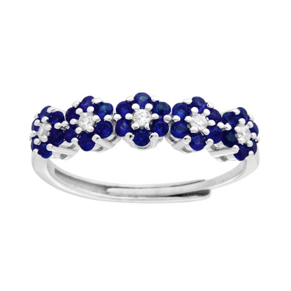Anello Veretta Fiori Blu, Argento s925