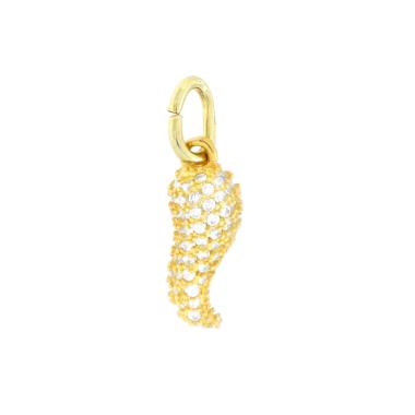 Ciondolo Corno 11 mm con Zirconia Bianca, in Argento 925