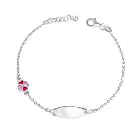 Braccialetto Quadrifoglio Rosa, Argento S925