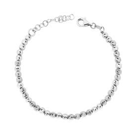 Bracciale Catena con Palline Diamantate slash mm 4, Argento 925