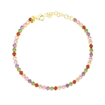 Bracciale Tennis Multicolor 3mm, in Argento S925