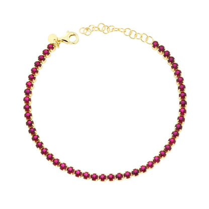 Bracciale Tennis Rosso Rubino 3mm, in Argento S925