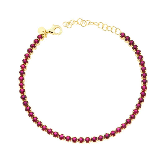 Bracciale Tennis Rosso Rubino 3mm, in Argento S925