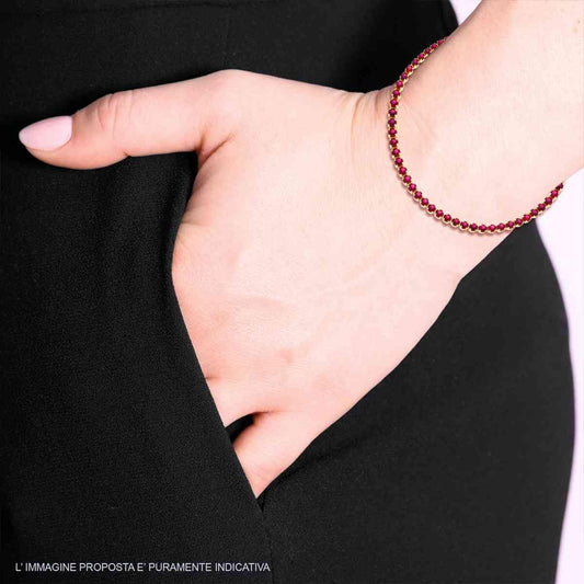 Bracciale Tennis Rosso Rubino 3mm, in Argento S925