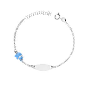 Bracciale con Targa Ovale ed Elefante, Argento s925