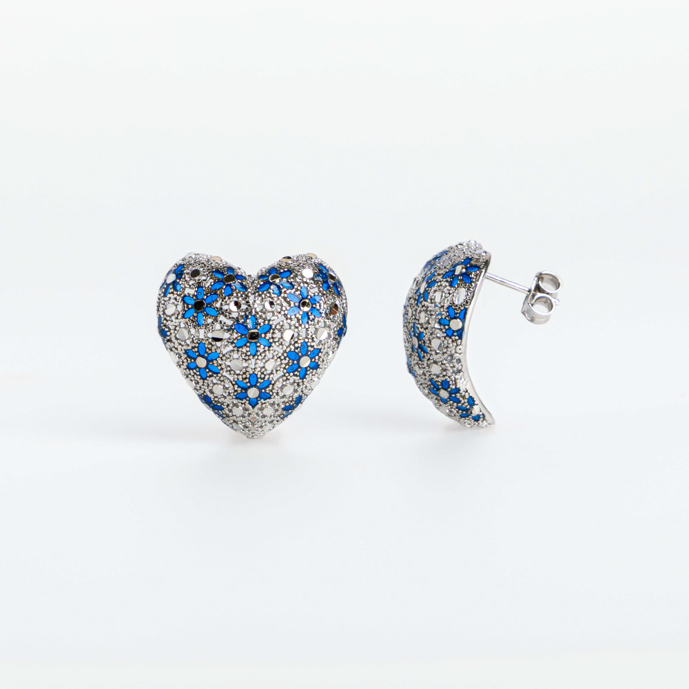 Orecchini Cuore, Preziosi, in Filigrana, Argento 925 e Bagno in Oro