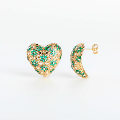 Orecchini Cuore, Preziosi, in Filigrana, Argento 925 e Bagno in Oro