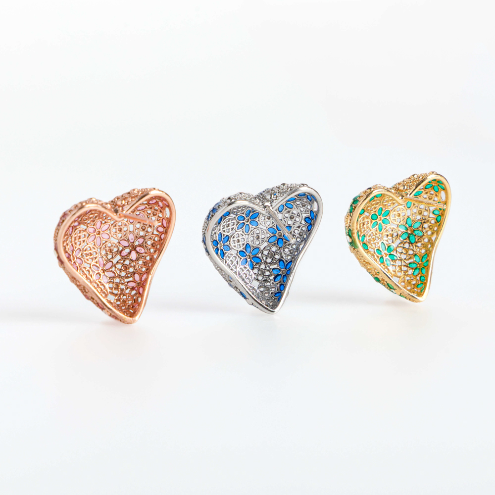 Orecchini Cuore, Preziosi, in Filigrana, Argento 925 e Bagno in Oro