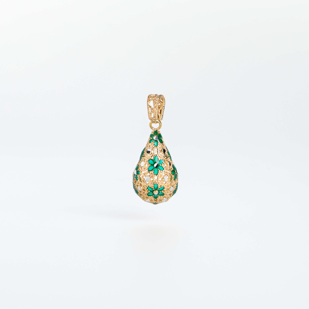 Ciondolo Goccia, Preziosa, in Filigrana, Argento 925 e Bagno in Oro