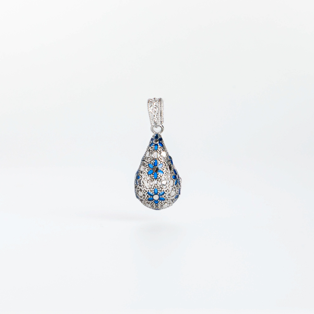 Ciondolo Goccia, Preziosa, in Filigrana, Argento 925 e Bagno in Oro