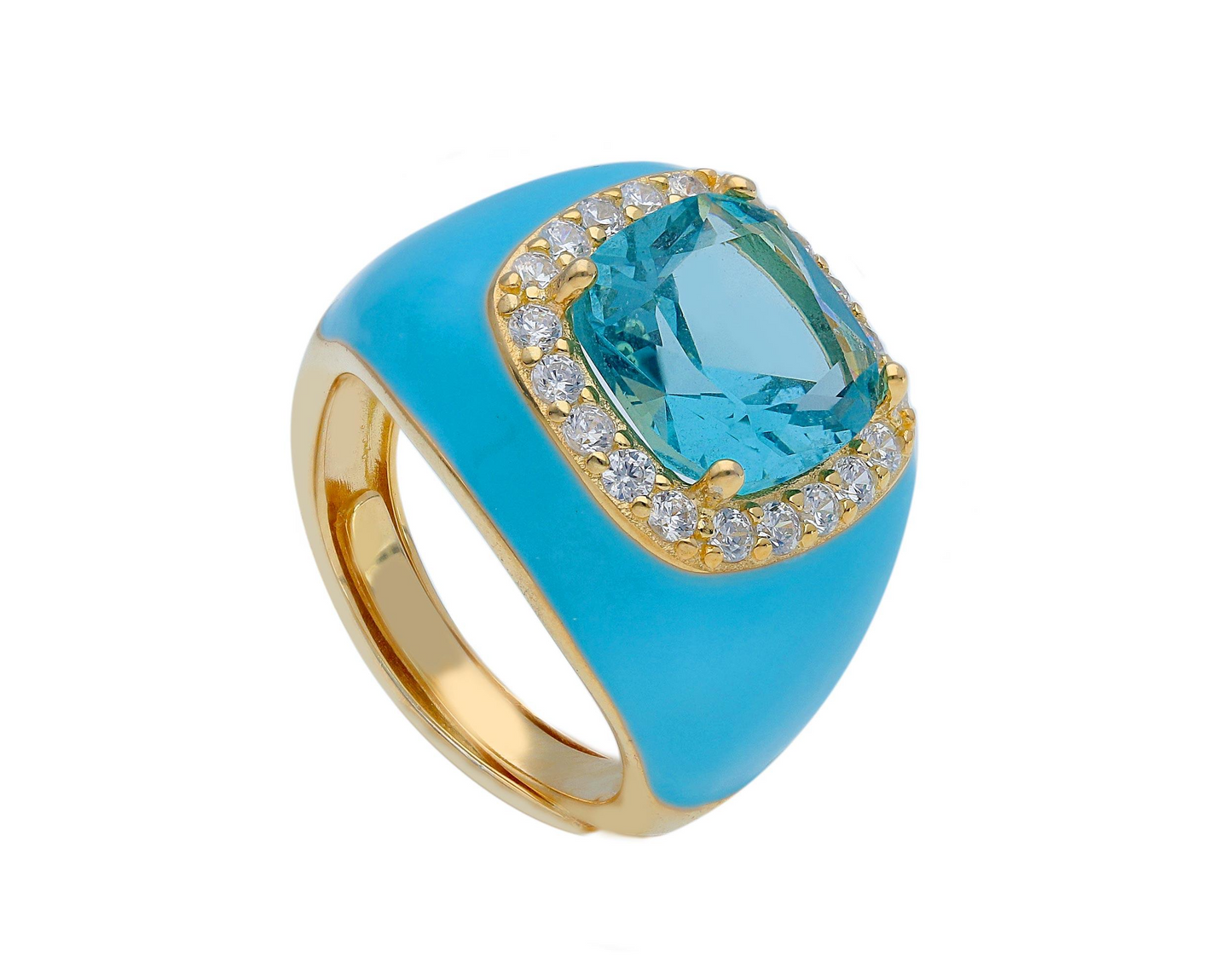 Anello Chevalier in Argento 925 con Zircone Quadrato