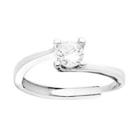 Solitaire Ring with Green Oval Zircon, in S925 SILVER