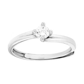 Anello Solitario Bianco mm 4, Argento s925