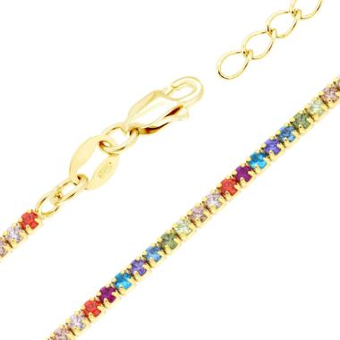 Bracciale Tennis Multicolor, mm 1.7, in ARGENTO 925