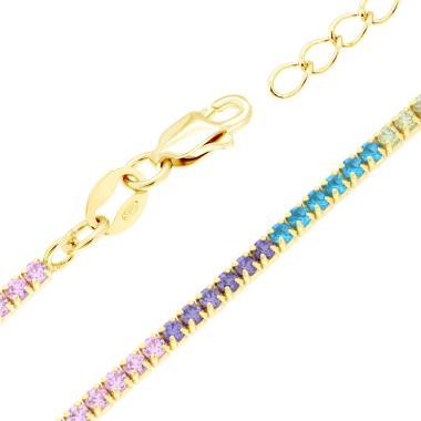 Bracciale Tennis Multicolor COLOR BLOCK, mm 1.7, in ARGENTO 925