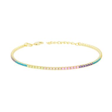 Bracciale Tennis Multicolor COLOR BLOCK, mm 1.7, in ARGENTO 925
