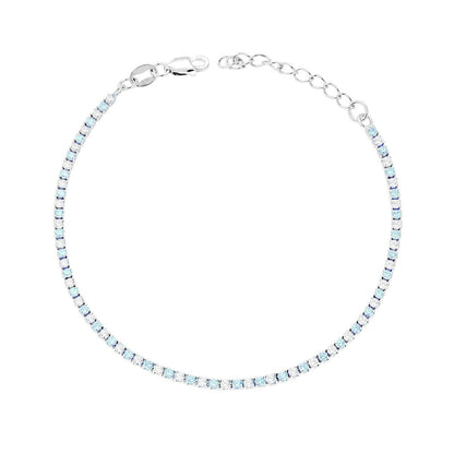 Bracciale Tennis 1.7mm Azzurro e Bianco alternati, in Argento S925