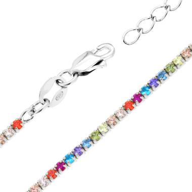 Bracciale Tennis Multicolor, mm 1.7, in ARGENTO 925