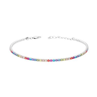 Bracciale Tennis Multicolor, mm 1.7, in ARGENTO 925