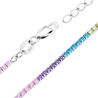 Bracciale Tennis Multicolor COLOR BLOCK, mm 1.7, in ARGENTO 925