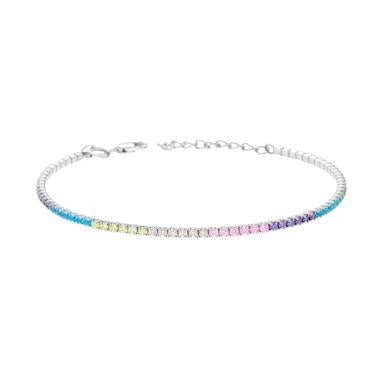 Bracciale Tennis Multicolor COLOR BLOCK, mm 1.7, in ARGENTO 925