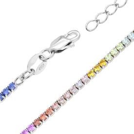 Bracciale Tennis Multicolor degrade, mm 1.7, in ARGENTO 925