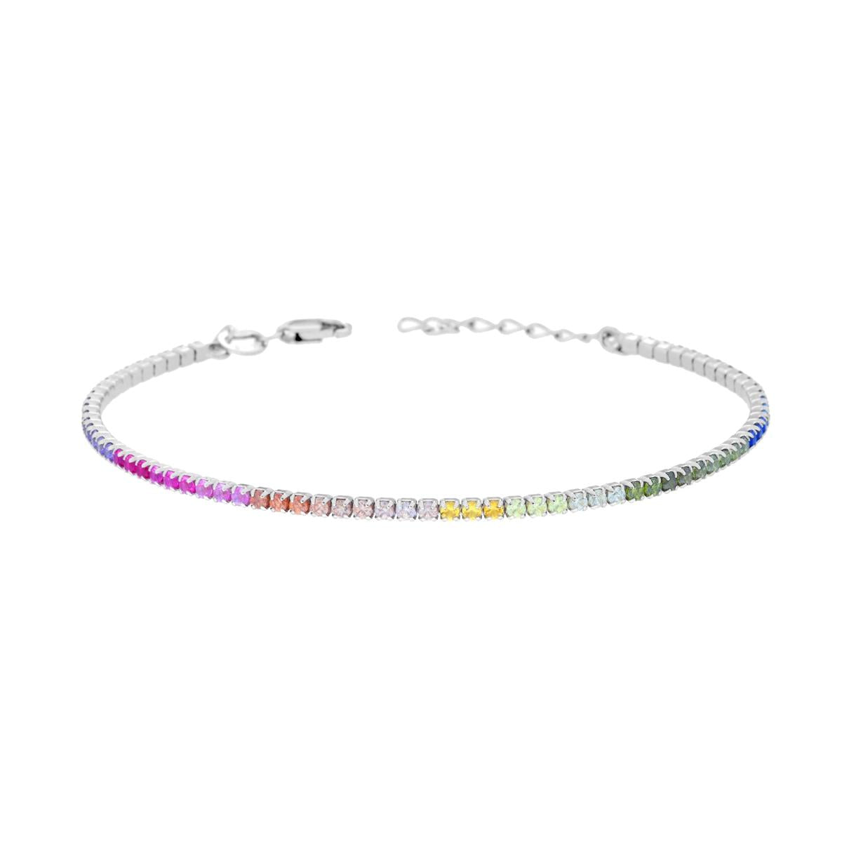 Bracciale Tennis Multicolor degrade, mm 1.7, in ARGENTO 925
