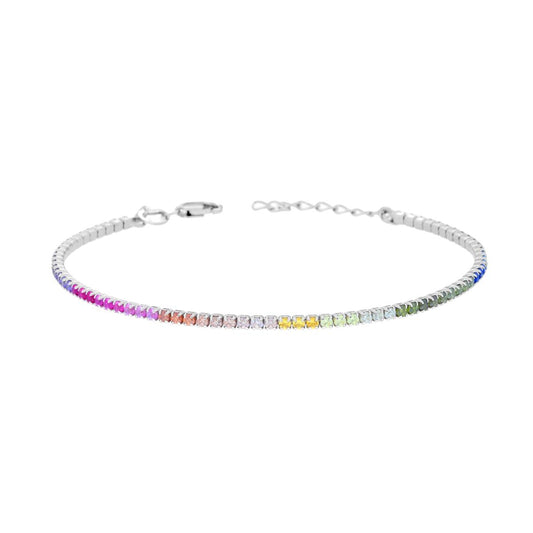 Bracciale Tennis Multicolor degrade, mm 1.7, in ARGENTO 925