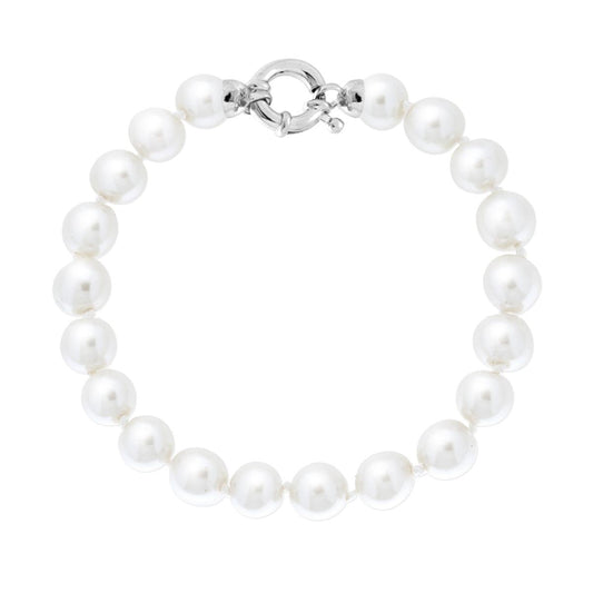 Bracciale Perla Bianca mm 8, in ARGENTO 925