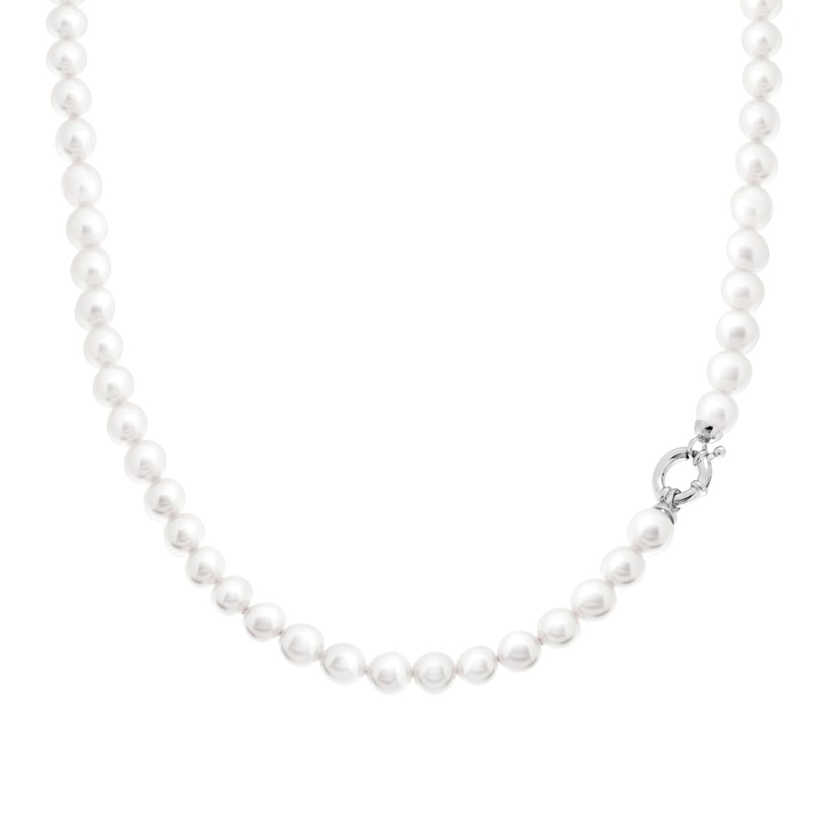 Collana Girocollo con Perle mm 6, Argento S925