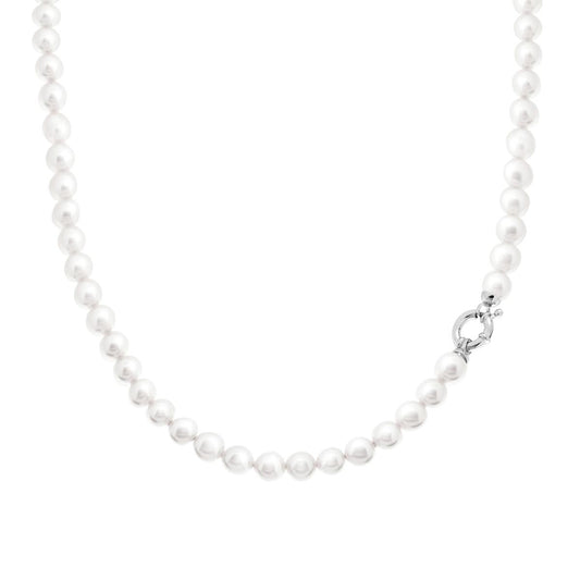 Collana Girocollo con Perle mm 6, Argento S925