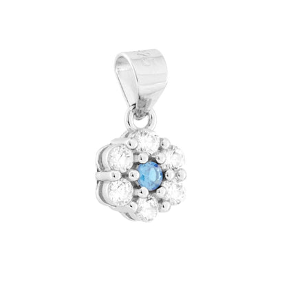 Set Orecchini e Ciondolo con Fiore Acquamarina, Argento s925