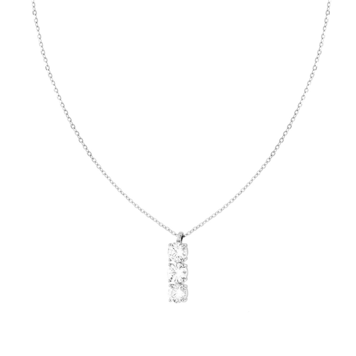 Collana Catena Diamantata con Trilogy MOISSANITE, in Argento S925