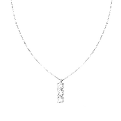 Collana Catena Diamantata con Trilogy MOISSANITE, in Argento S925