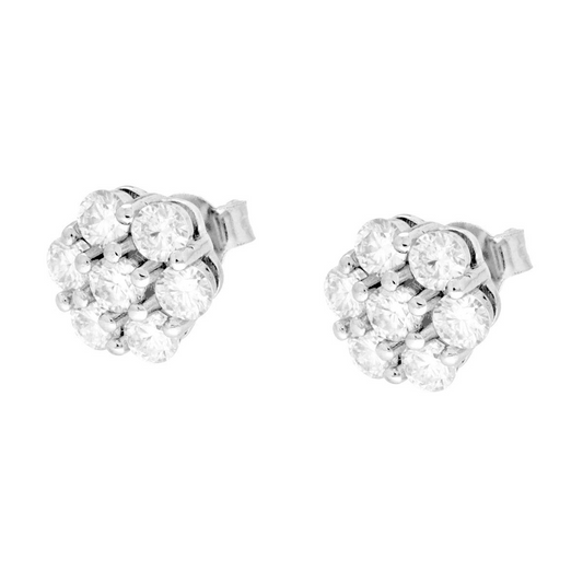 Orecchini Fiore con MOISSANITE Bianchi mm 3 in, in Argento S925